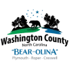 Washington County, NC logo with a bear, trees, and water, and text: "Bear-olina, Plymouth-Roper-Creswell.