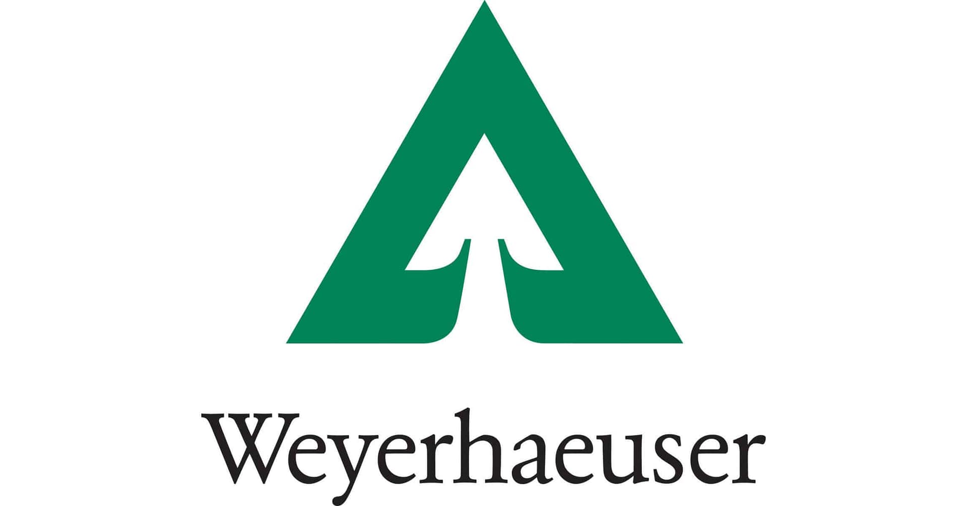 Weyerhaeuser-scaled Green triangular tree logo above the word "Weyerhaeuser" in black text on a white background.