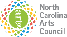 North Carolina Arts Council logo with colorful mosaic circle and green center reading "arts.