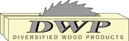 Logo with a circular saw blade above "DWP" and "Diversified Wood Products" written below.